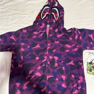 Authentic BAPE Purple Camo Shark Hoodie